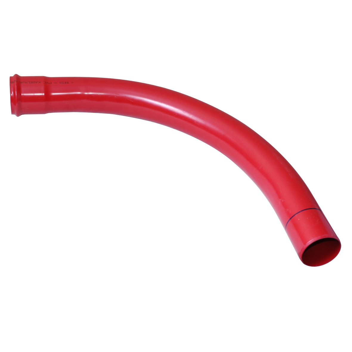 Bøjning 200mm 90grader radius 2000mm tæt, PVC, Rød