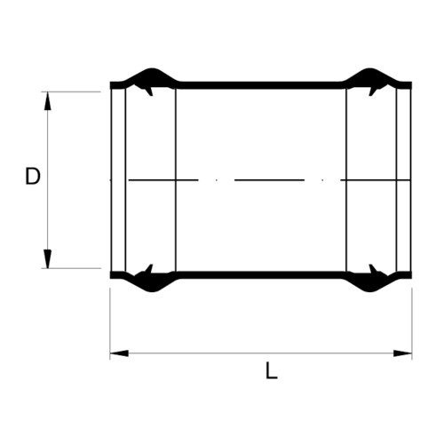 Technical drawing PVC pressure repair socket