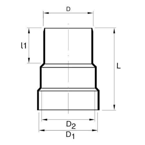 Technical drawing PVC thermal connector to cast iron